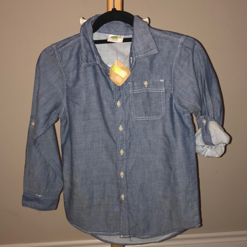NWT boys denim look button down shirt medium (7-8) - Picture 1 of 3